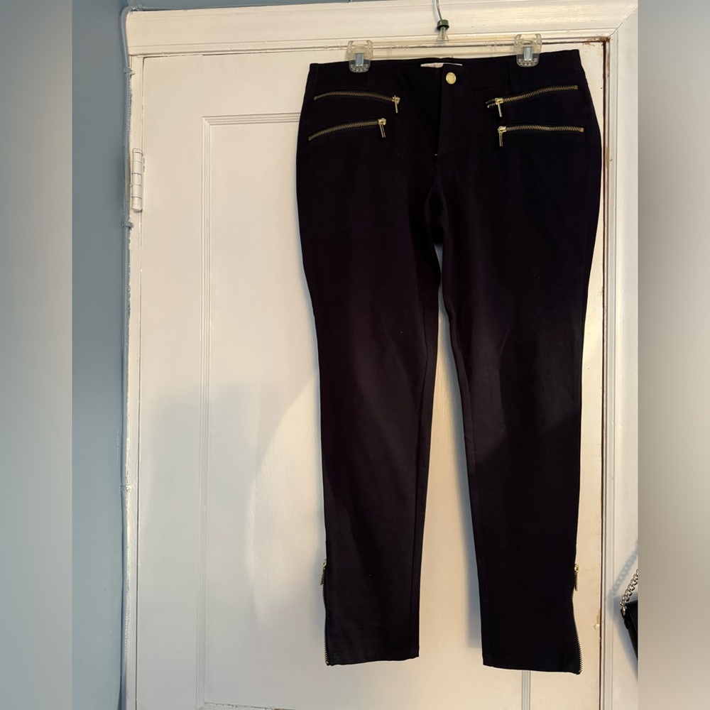 Navy Blue Michael Kors With Gold Zipper Pant